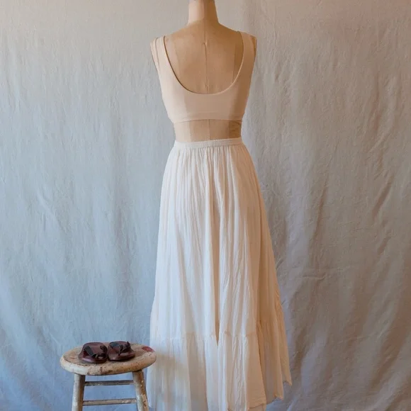 Spell Cream Maxi A-Line Skirt Asymmetrical High-Low - Picture 8 of 16